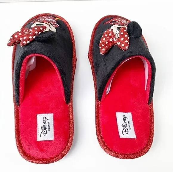 Disney Minnie Mouse Red & Black Slippers with Gift Box - Picture 4 of 12